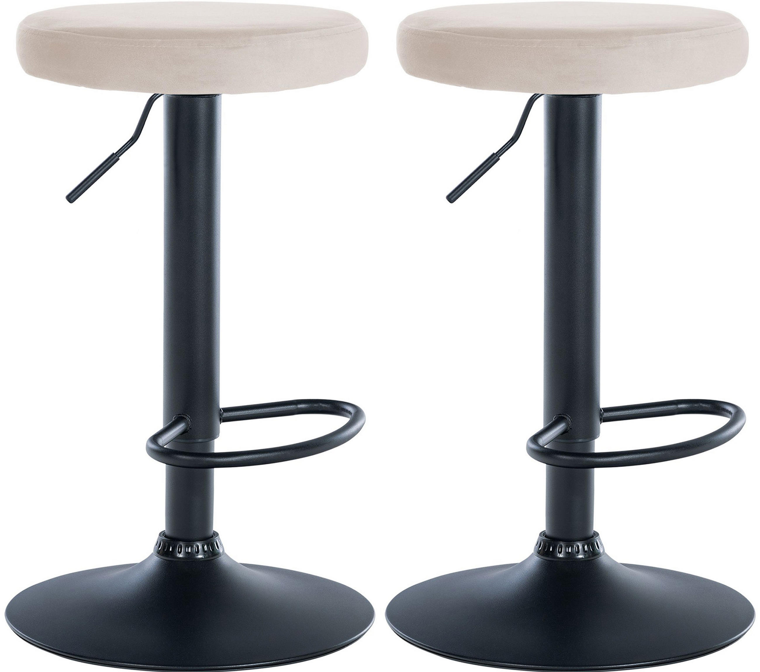 BARHOCKER 2er Set Pontius Samt schwarz creme - Schwarz/Naturfarben, Textil/Metall (38.5/81/38.5cm) - TPFLiving