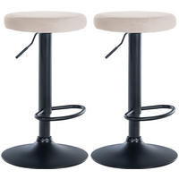 BARHOCKER 2er Set Pontius Samt schwarz creme - Schwarz/Naturfarben, Textil/Metall (38.5/81/38.5cm) - TPFLiving