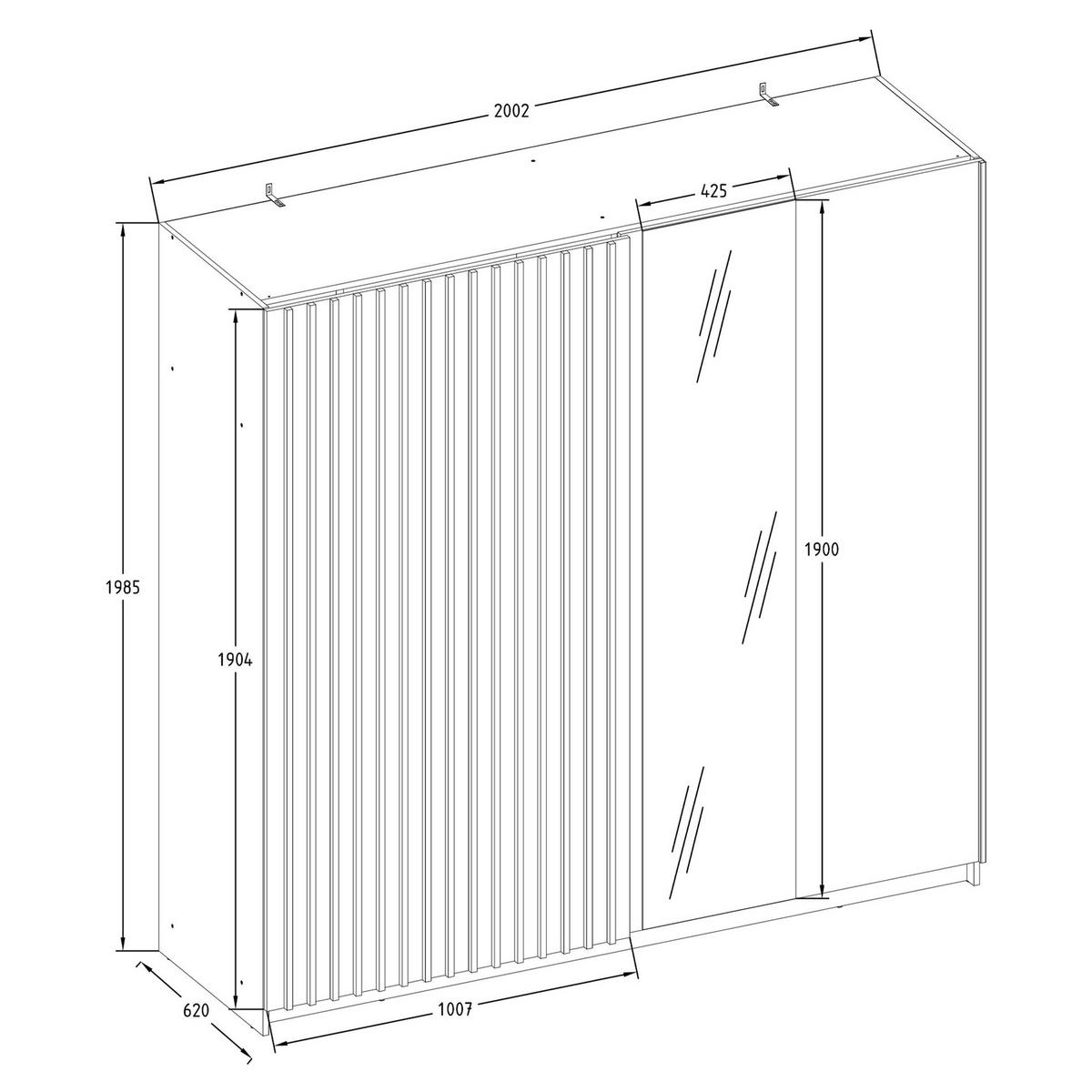 SCHIEBETÜRENSCHRANK CASTARI Weiß / Artisan Eiche - Weiß/Eiche Artisan, Holzwerkstoff (200.2/198.5/62cm) - KONSIMO®