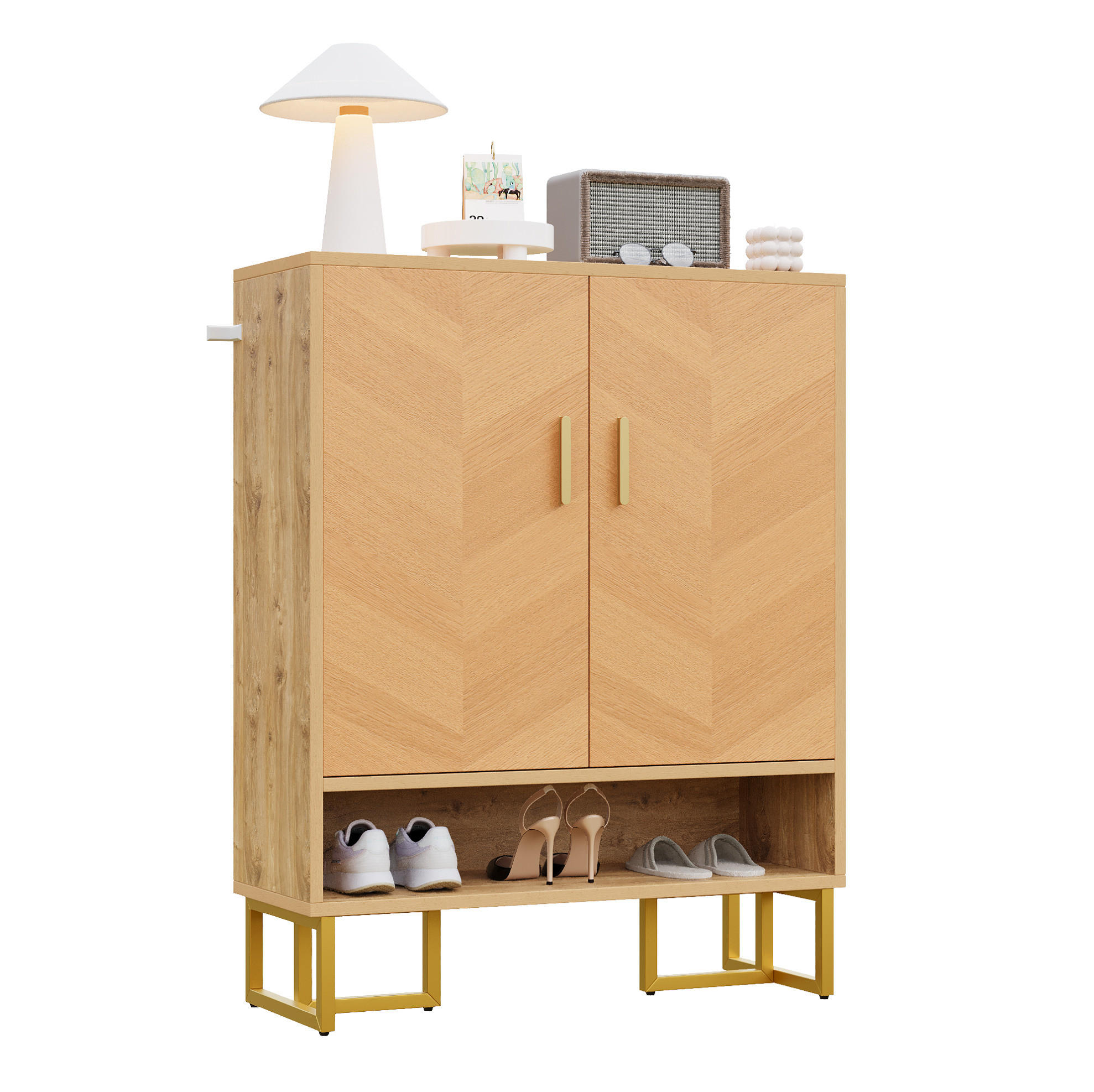 SCHUHSCHRANK 80/38/100 cm mit Soft-Close und offenem Fach, MDF in Holzoptik, Natur - Naturfarben, Holzwerkstoff (80/100/38cm) - Redom