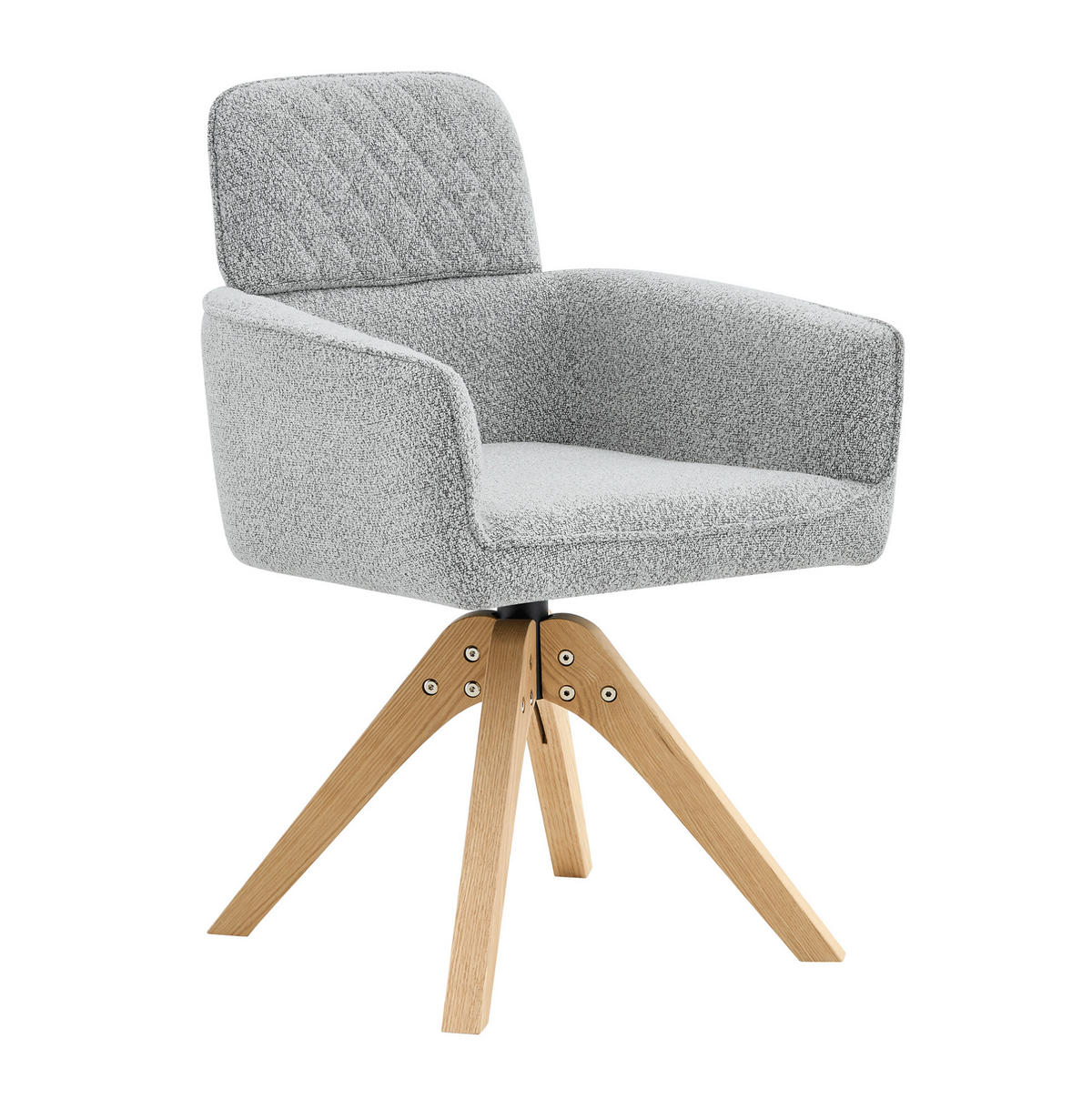 ESSZIMMERSTÜHLE 360° drehbar 2er-Set Hellgrau Massivholz - Hellgrau, Holz (51/85/53cm) - Meubliv