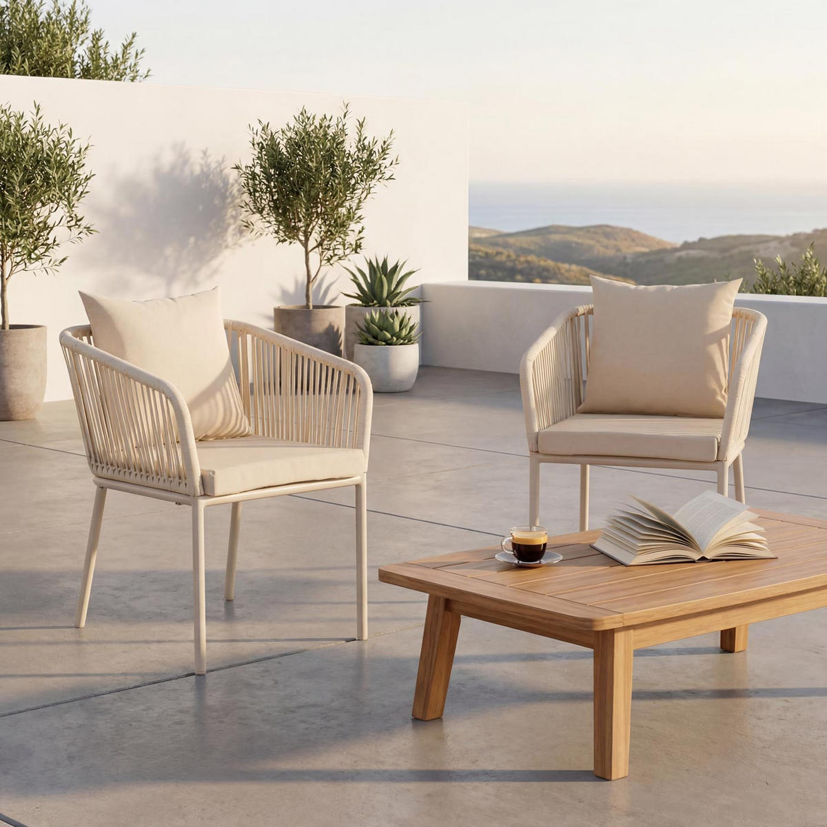 ZÁHRADNÁ STOLIČKA Krémovo biela - krémová, textil (55/75/55cm) - MCW