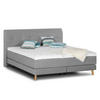 BOXSPRINGBETT - Webstoff - Hellgrau, Naturmaterialien (160/200cm) - home24