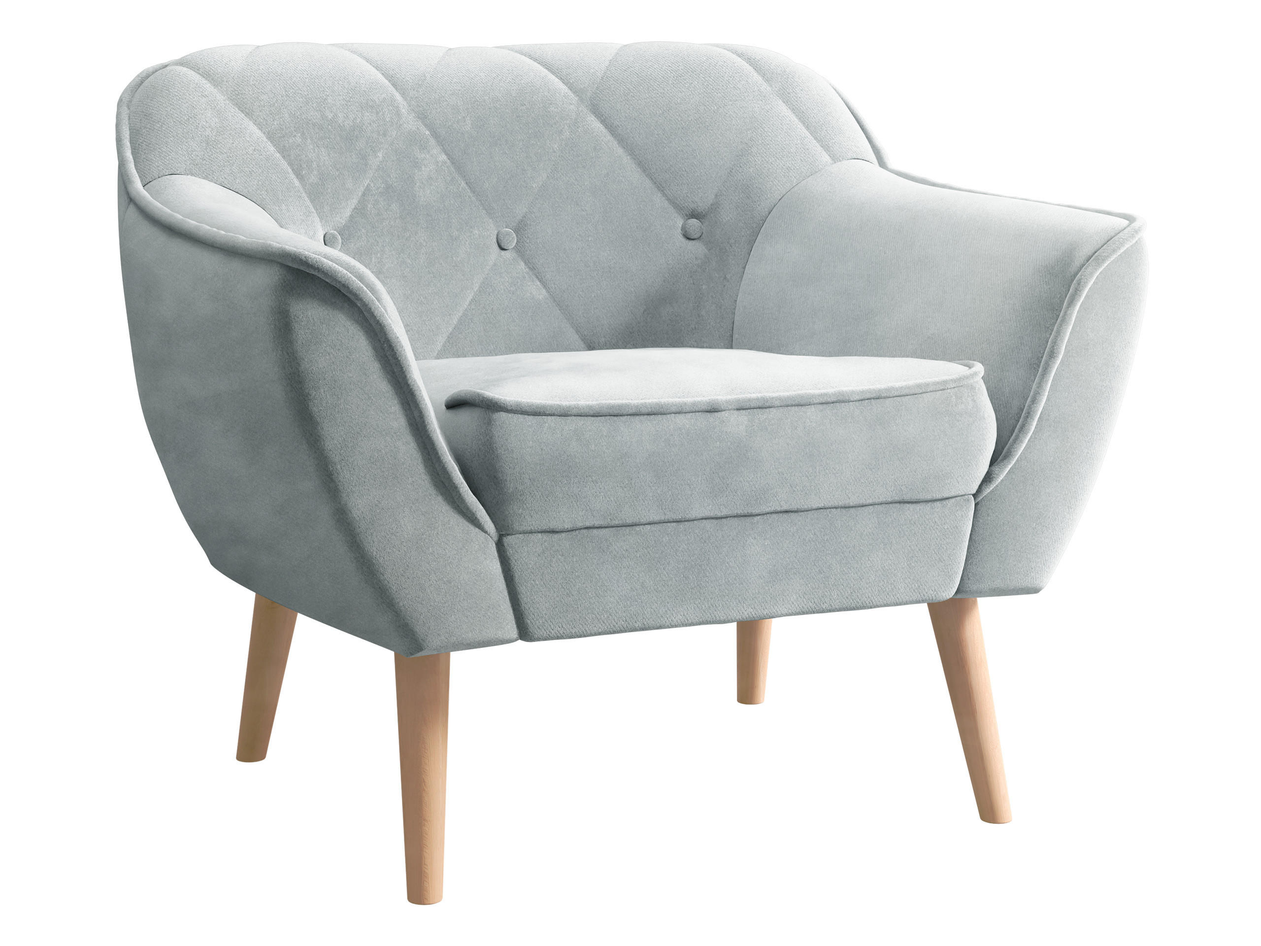 SESSEL Skand 1 - Hellgrau/Naturfarben, Holz/Textil (80/75/74cm) - MIRJAN24