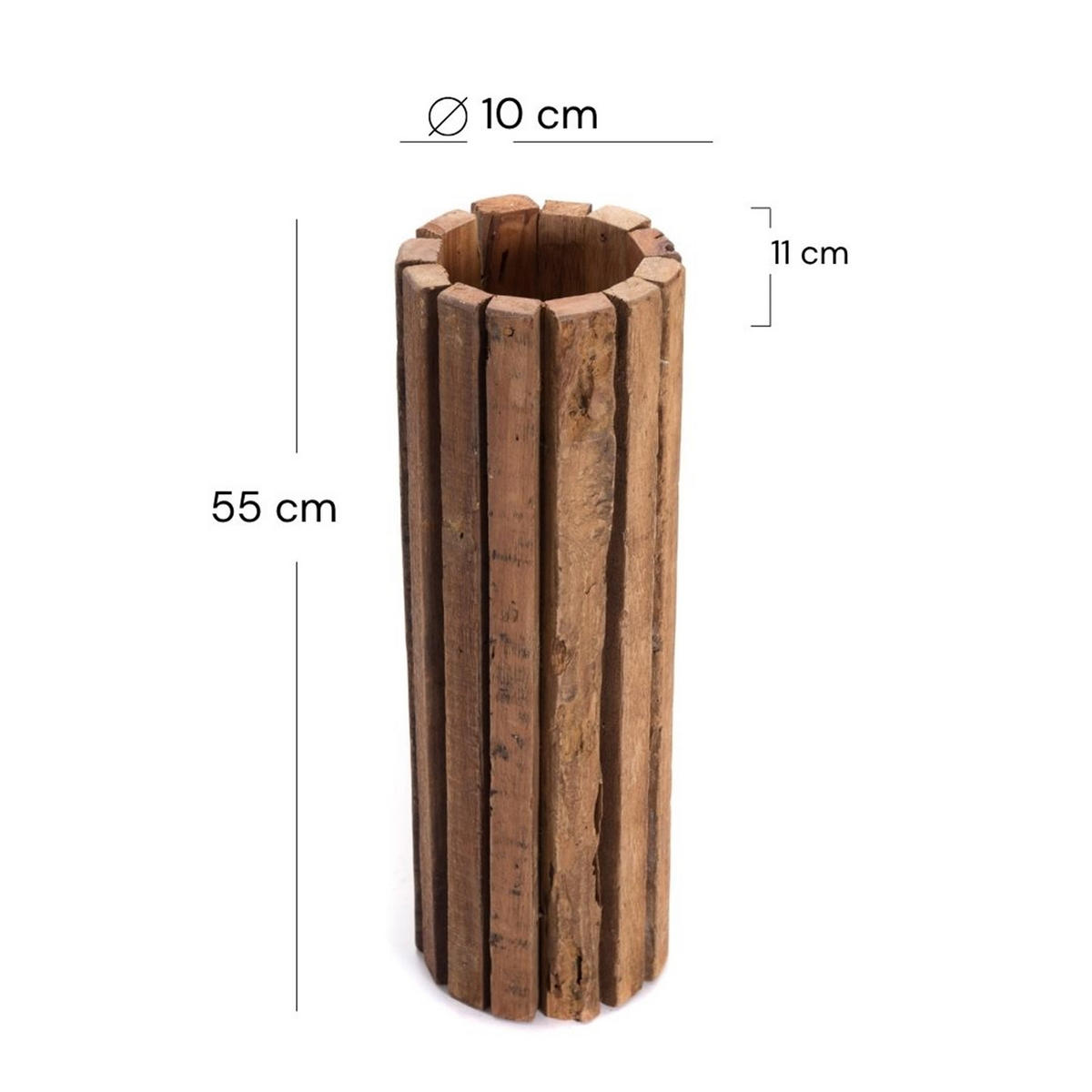 DEKO-SÄULE Spira 55 Massivholz, rund, für Pflanzen, Kerzen naturfarben - Naturfarben, Holz (11/18/55cm) - CREEDWOOD