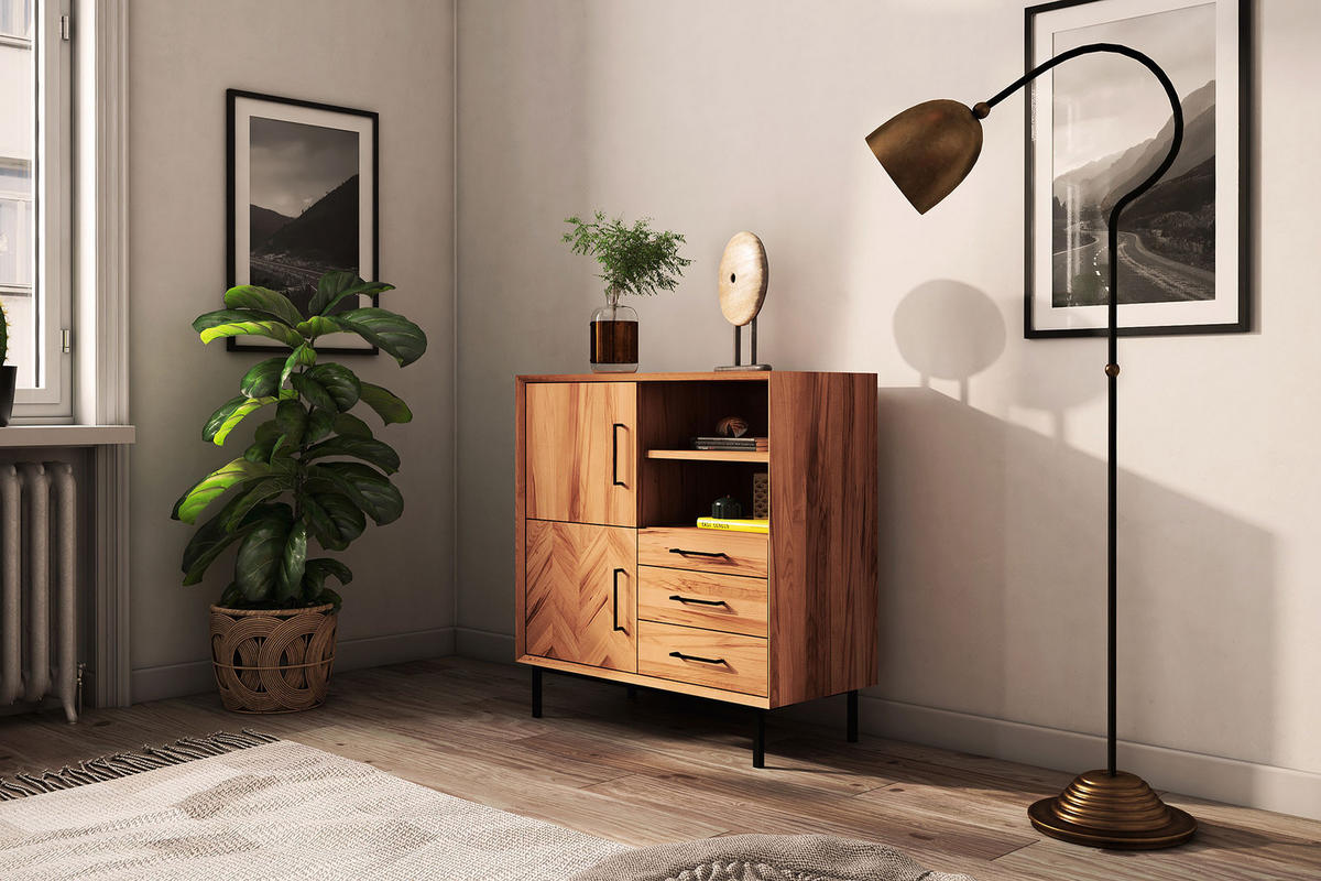 KOMMODE HOCH LEON Kernbuche - Kernbuche, Holz (97/95/45cm) - byoak