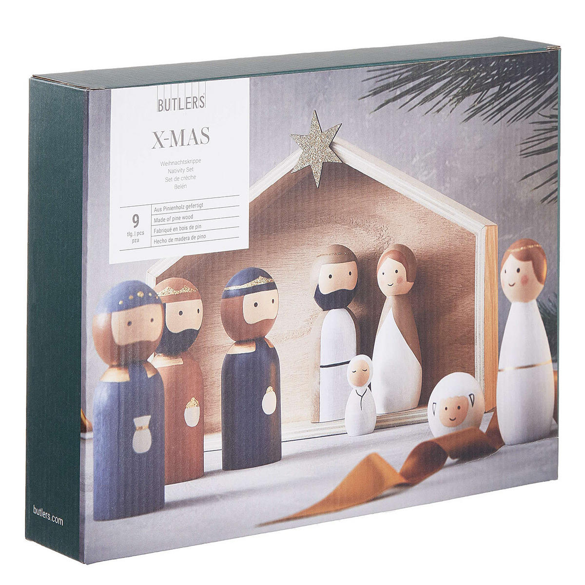 DEKO-KRIPPEN (9-teilig) X-Mas - Beige, Holz (22cm) - Butlers