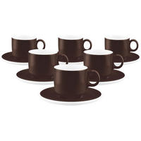 CAPPUCCINOTASSEN MIT UNTERTASSEN Sento Home Pure Colors Chocolate Brown 300 ml 6er Set - Dunkelbraun, Keramik (0.3L) - Seltmann Weiden