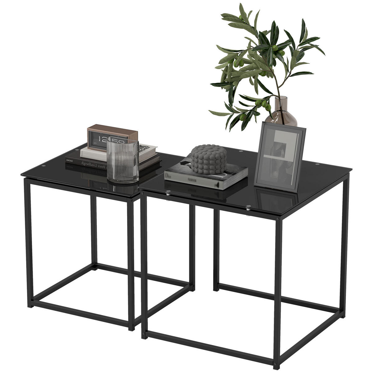 BEISTELLTISCH Schwarz 2 Stück - Schwarz, Naturmaterialien (50/50/52cm) - GiPP