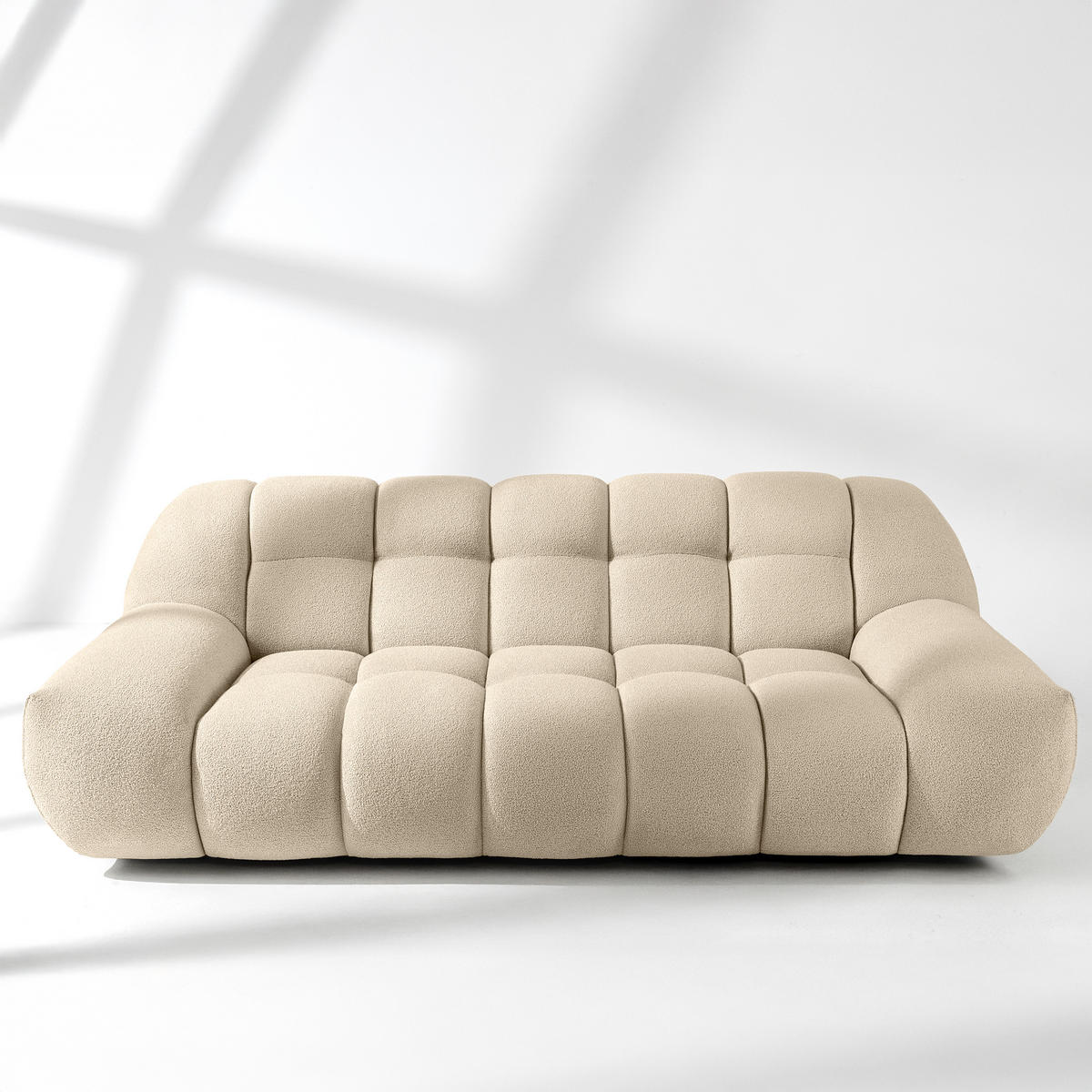 EINZELSOFA VENA Bouclé, Hellbeige - Beige, Holz/Textil (225/72/105cm) - KONSIMO®
