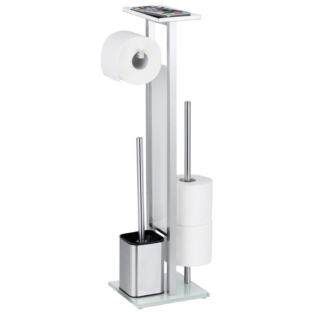 TOILETTENPAPIERHALTER mit Behälter 18/21/70,5 cm - Silberfarben, Metall (21/70.5/18cm) - Wenko