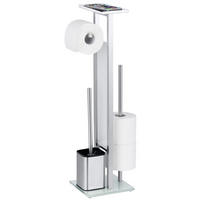 TOILETTENPAPIERHALTER mit Behälter 18/21/70,5 cm - Silberfarben, Metall (21/70.5/18cm) - Wenko