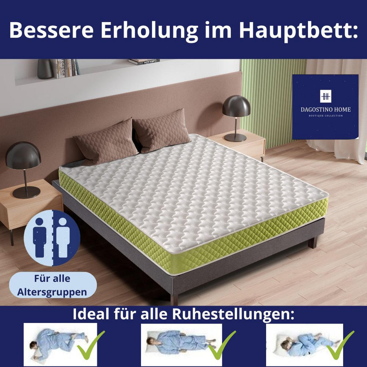 KALTSCHAUMMATRATZE Evergreen H3/H4 90x190 - Weiß, Textil (90/190cm) - Dagostino Home