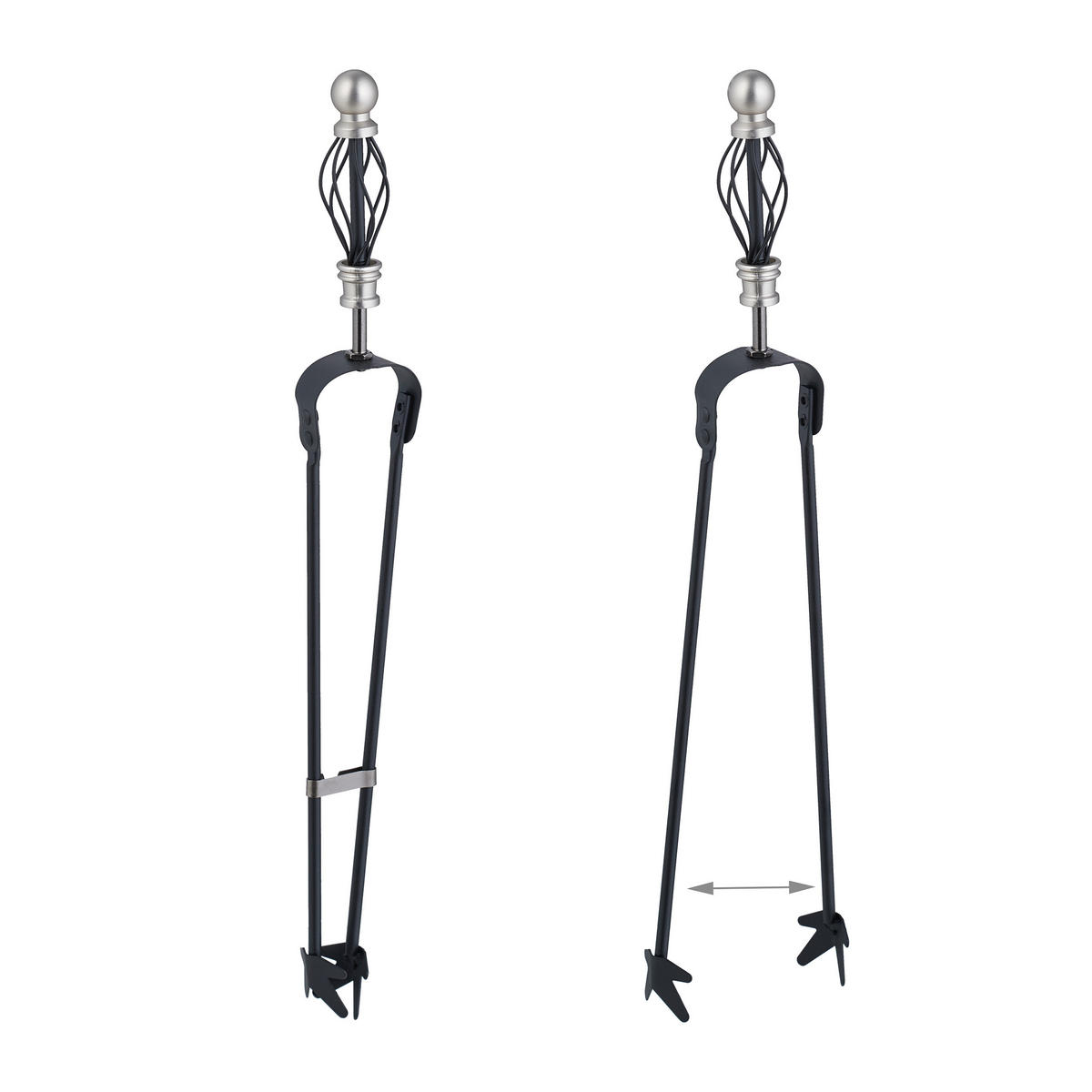 5-TLG.KAMINBESTECK-SET - Schwarz, Metall (21/66/21cm) - Relaxdays