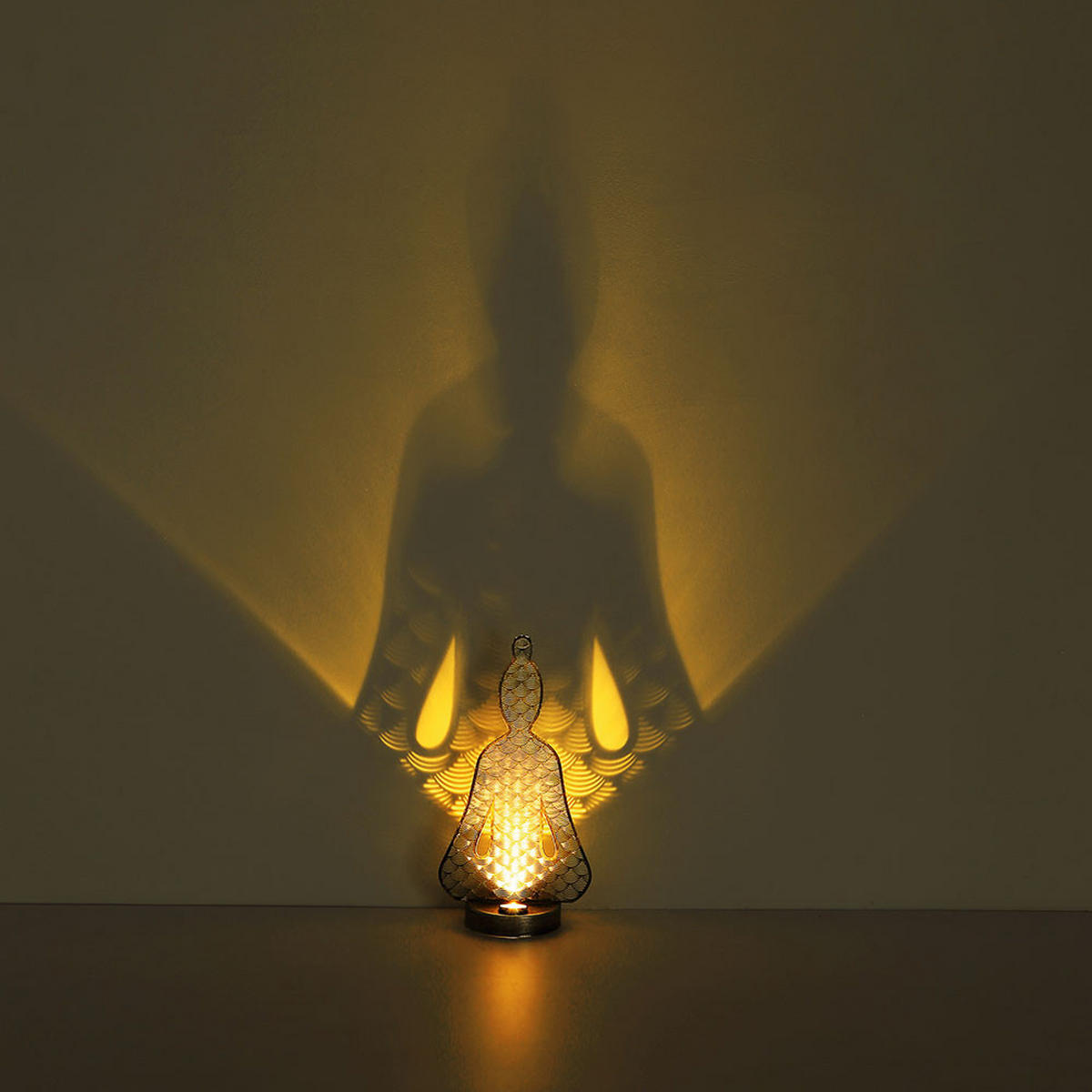 LED AUSSENLEUCHTE Buddha Silber Metall - Silberfarben, Metall (19/12/36cm)