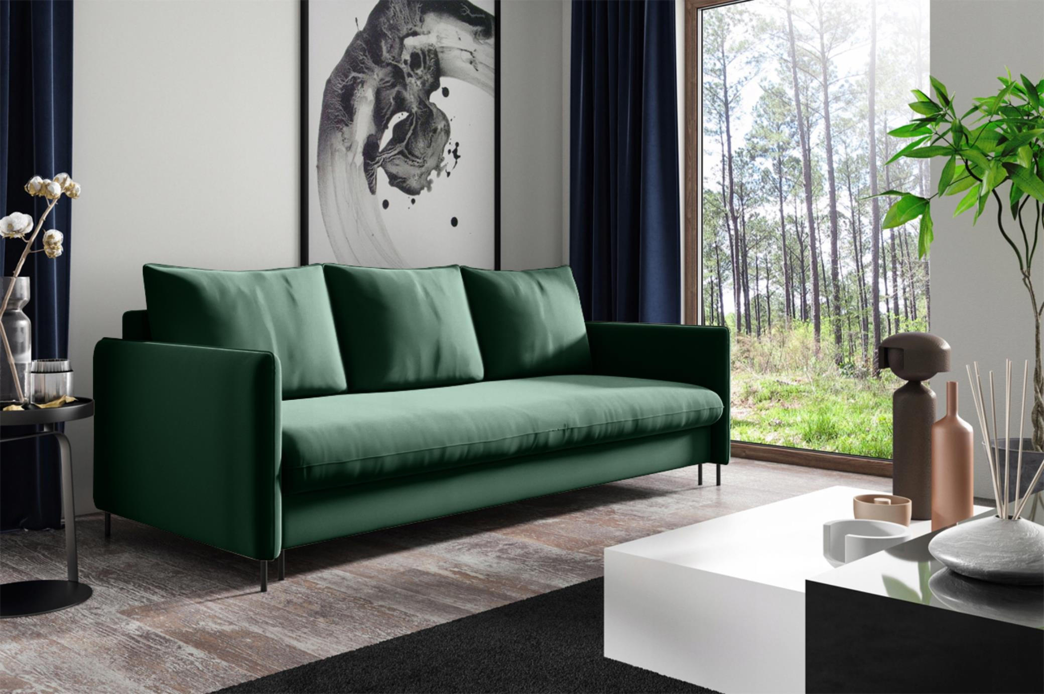 SCHLAFSOFA Belis in Grün - Grün, Holzwerkstoff/Textil (216/95/100cm) - Bettso