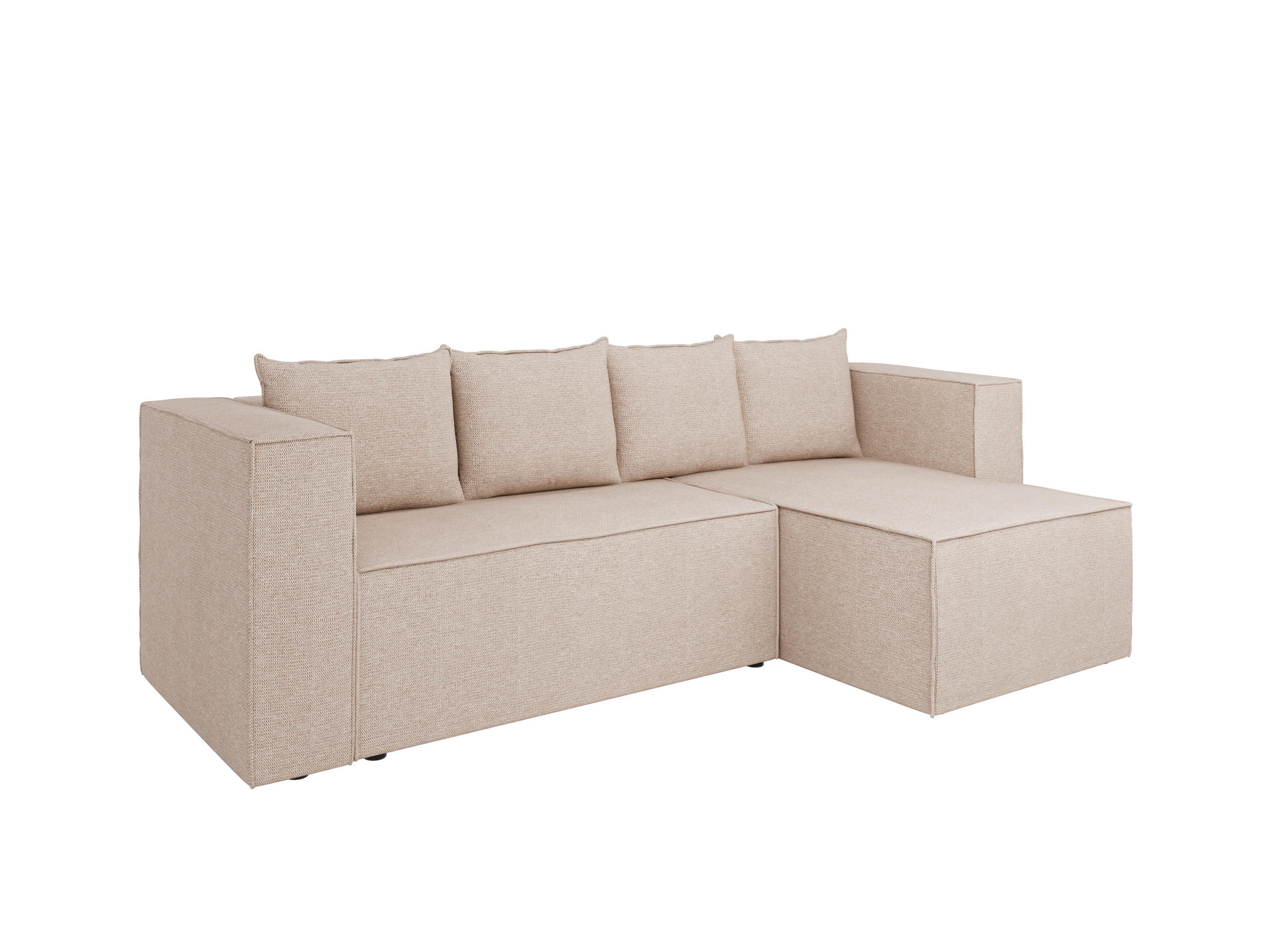 ECKSCHLAFSOFA AURIX Schlafsofa mit Bettkasten, Beige - Beige, Holz (150/244cm) - Panda Möbel