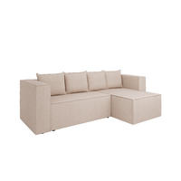 ECKSCHLAFSOFA AURIX Schlafsofa mit Bettkasten, Beige - Beige, Holz (150/244cm) - Panda Möbel