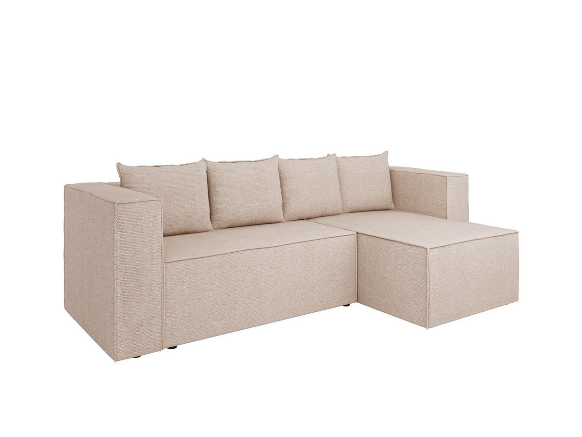 ECKSCHLAFSOFA AURIX Schlafsofa mit Bettkasten, Beige - Beige, Holz (150/244cm) - Panda Möbel