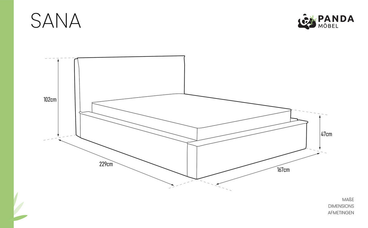 POLSTERBETT SANA 140x200cm Elegantes Polsterbett für modernen Wohnstil , 7-Zonen-Taschenfederkernmatratze mit kokos ARLAN (21 cm), Currygelb - Currygelb, Holz (140/200cm) - Panda Möbel
