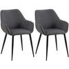 ARMLEHNENSTUHL 2er Set Stoff dunkelgrau - Dunkelgrau/Schwarz, Textil/Metall (52/82/63cm) - CLP
