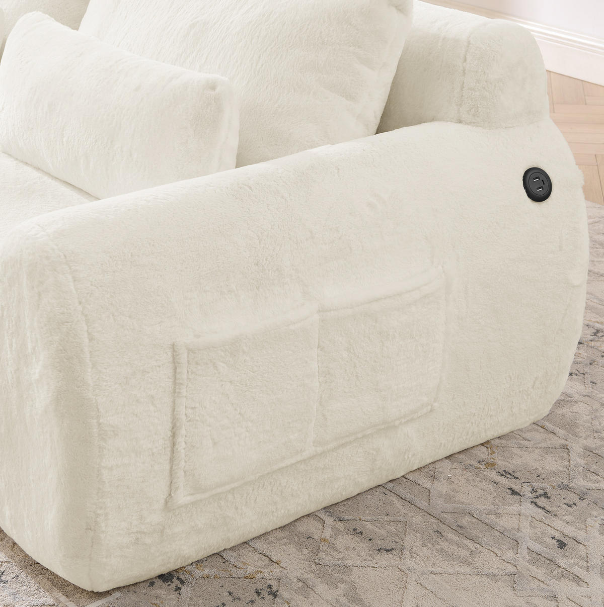 2-SITZER SOFA mit USB-Anschluss und Magazintasche Beige - Beige, Kunststoff (208/81/101cm) - Meubliv
