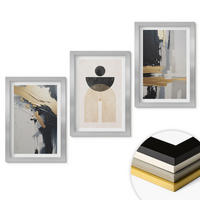 WANDBILDER 3er Set - 20x30 cm Silberner Rahmen - Abstrakte Geometrie Eleganz - Silberfarben, Kunststoff (20/30cm) - ArtPrintCave