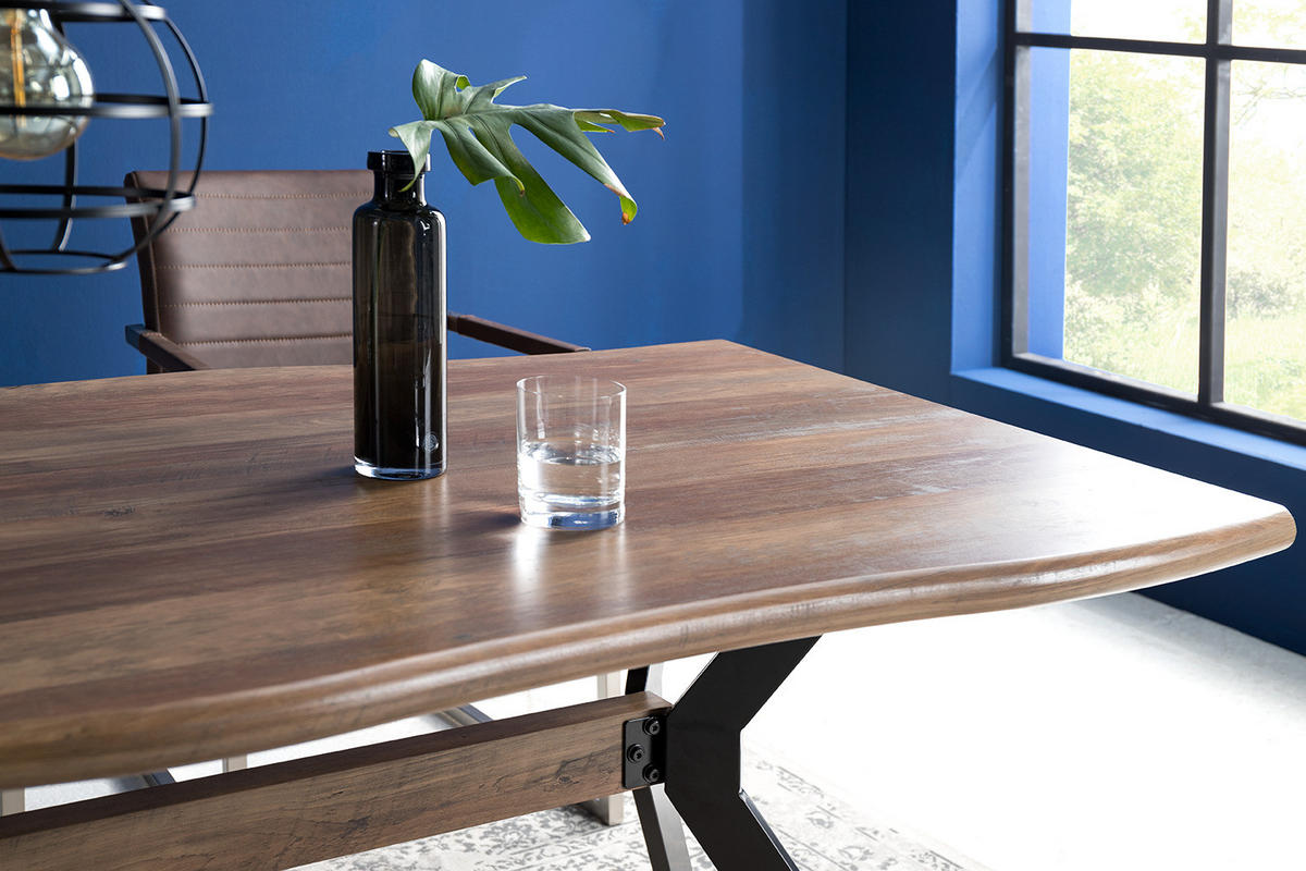 ESSTISCH - Metall - Wildeiche Antik Dekor / Matt Schwarz - Wildeiche, Holzwerkstoff/Metall (90/160/76cm) - home24