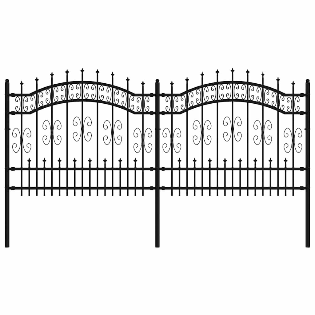 GARTENZAUN mit Speerspitze, 240/131 cm, aus Pulverbeschichteter Stahl, Schwarz - Schwarz, Metall (240/140cm) - vidaXL