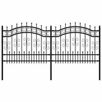 GARTENZAUN mit Speerspitze, 240/131 cm, aus Pulverbeschichteter Stahl, Schwarz - Schwarz, Metall (240/140cm) - vidaXL
