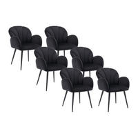 STUHL mit Armlehnen 6er-Set - Samt & Metall - Schwarz - LANSENA - Schwarz, Textil (65/81/56cm) - Pascal Morabito