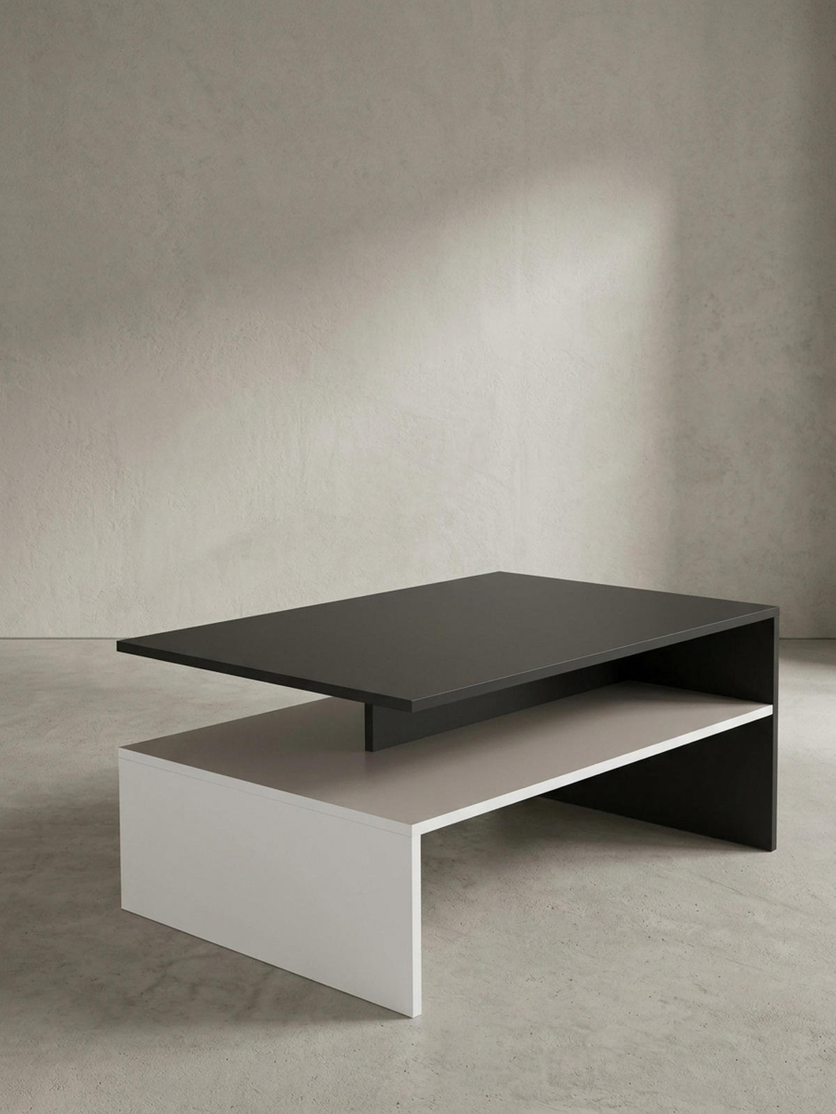 COUCHTISCH Zweifarbig Schwarz Weiß, 90x60 cm, Melaminharzbeschichtet - Weiß, Holz (60/90/43cm) - KADIMA DESIGN