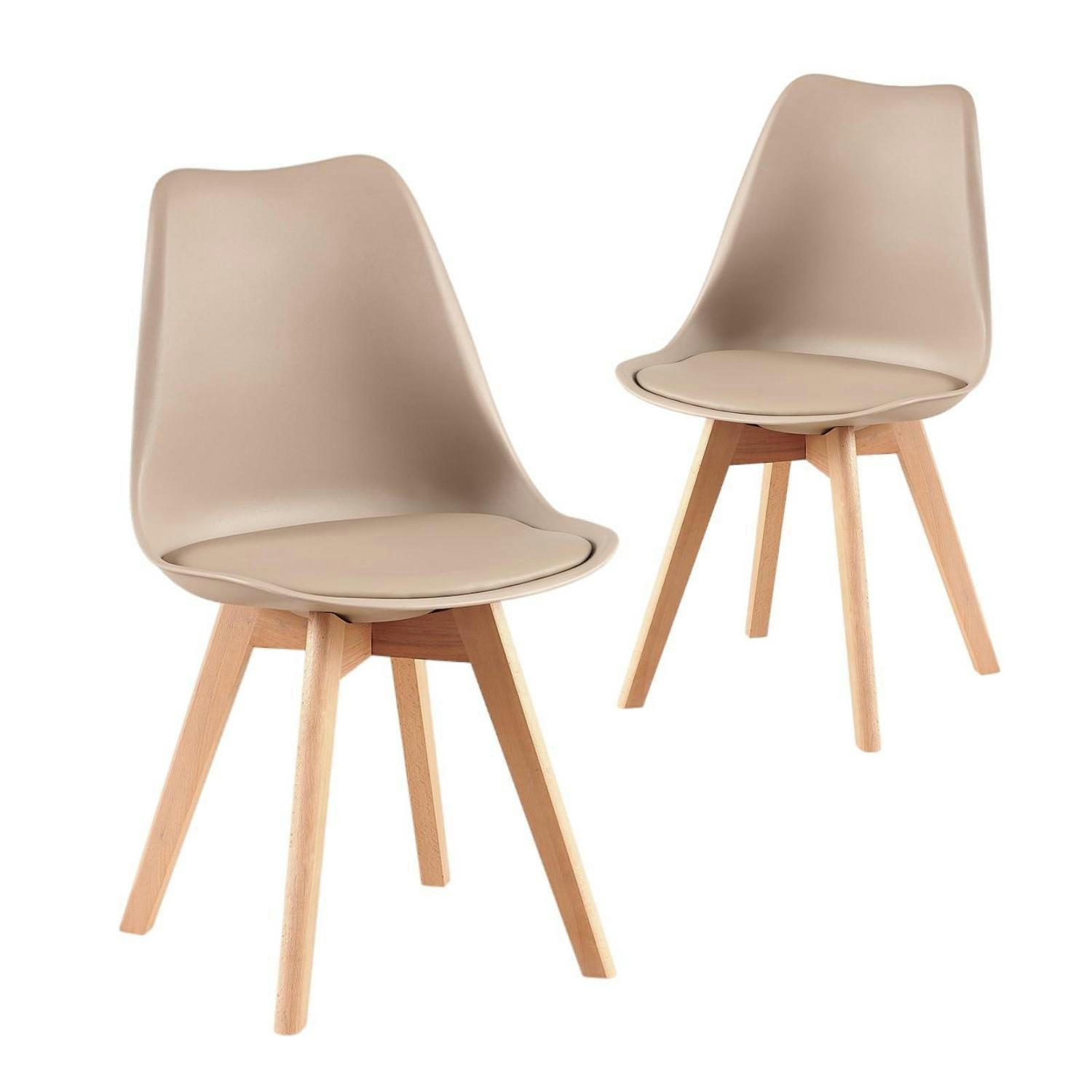 ESSZIMMERSTUHL 2er Set Helles Khaki mit weicher Polsterung und Buchenholzbeinen - Beige, Kunststoff (41/82/47.5cm)