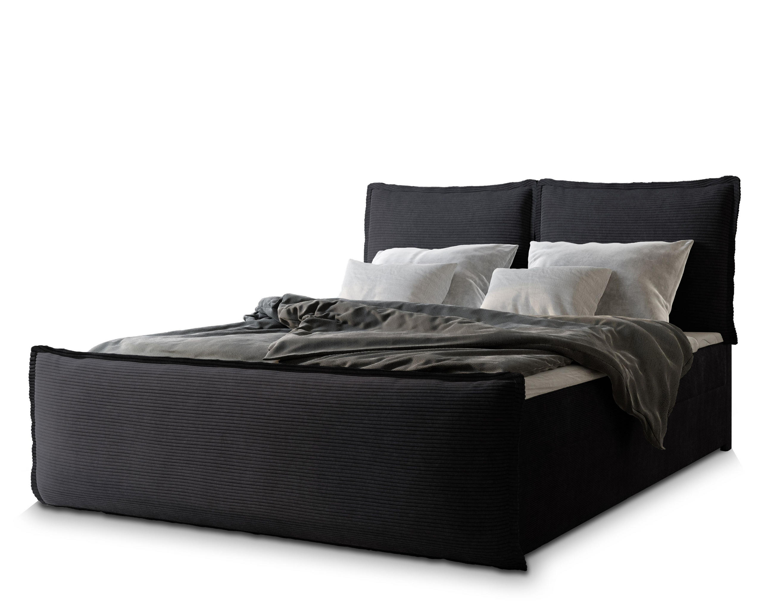 BOXBETT MONTA 180x200 cm mit Matratze und Topper - Schwarz - Schwarz, Holz (180/200cm) - MASSENO