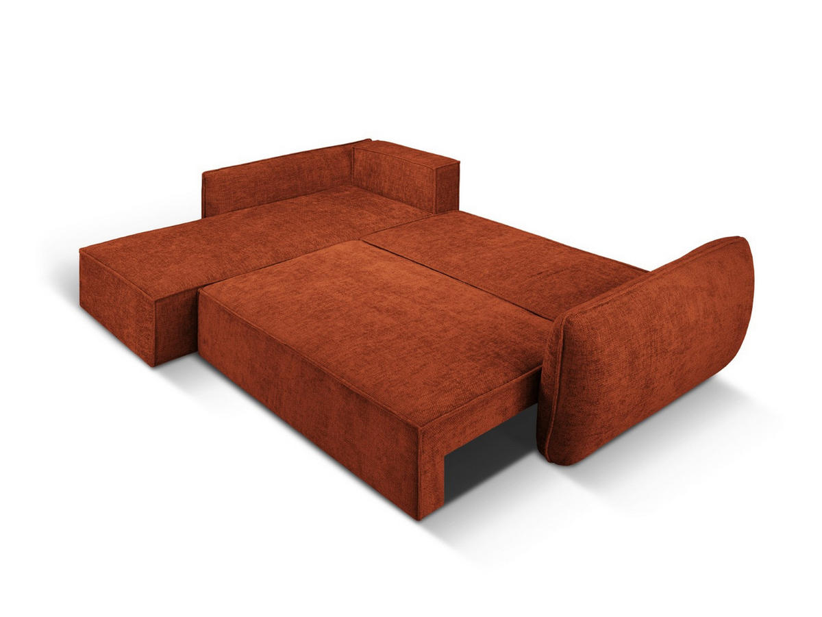 AUSKLAPPBARES-ECKSOFA links mit Container Kaelle aus Chenille-Stoff terrakotta 4 Sitzplätze - Terra cotta, Textil (165/252cm) - Micadoni