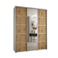 SCHWEBETÜRENSCHRANK 235,2/180/60 3-türig - Silberfarben/Eiche Artisan, Holz/Metall (180/235/60cm) - Abiks Möbel