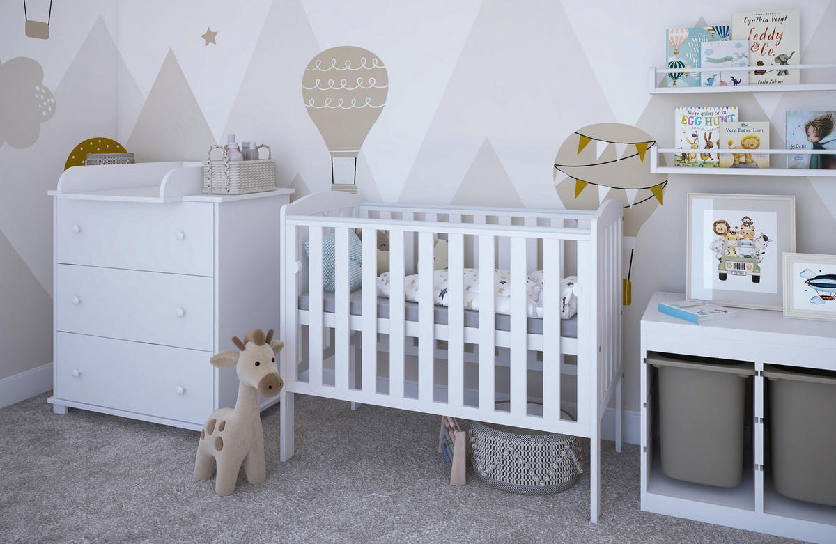 BEISTELLBETT Pino - Weiß, Holz - kiki design