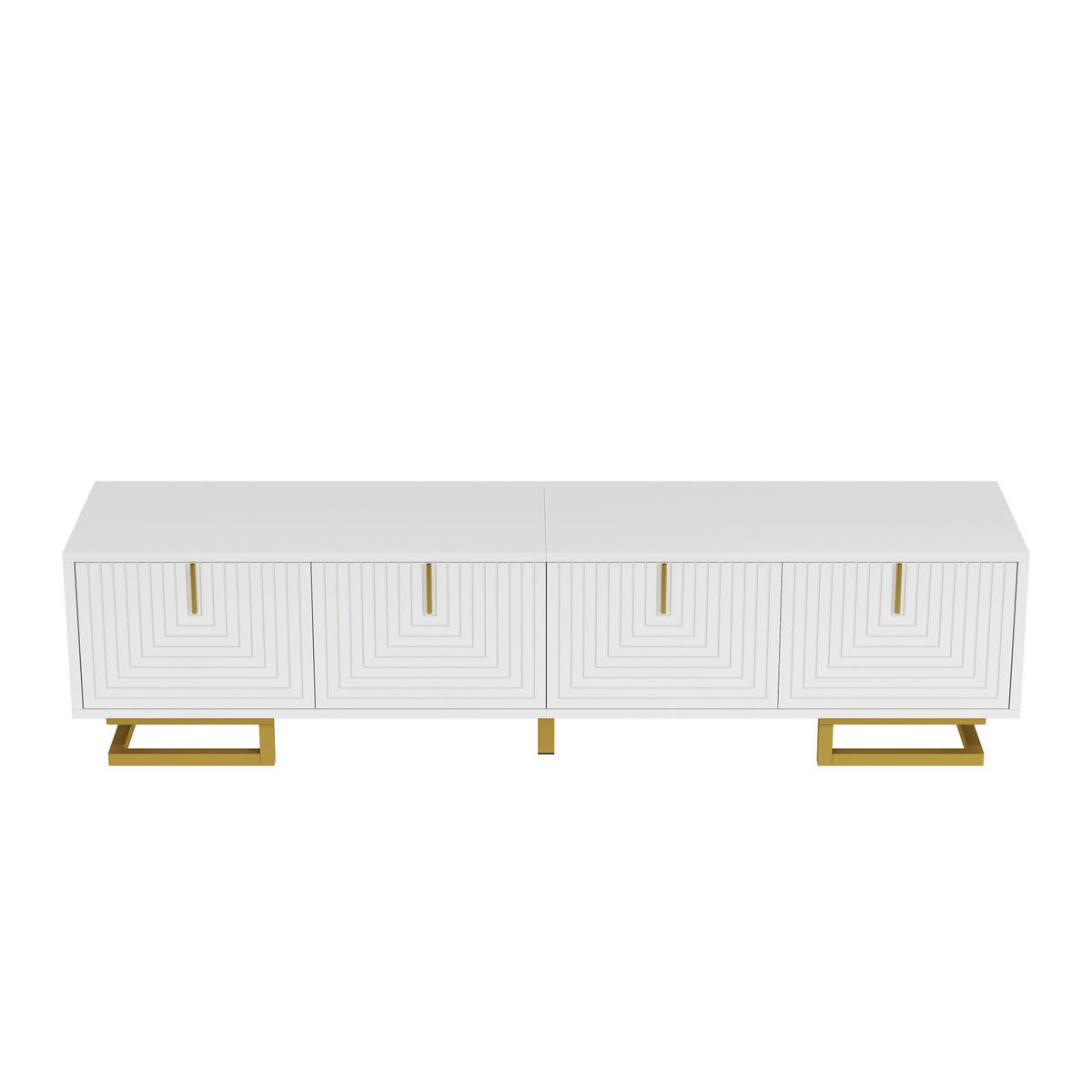 TV-SCHRANK 160/38/44,5 cm Weiß mit 4 Türen und goldenen Beinen - Goldfarben/Weiß, Holzwerkstoff/Metall (160/44.5/38cm) - Oxeza