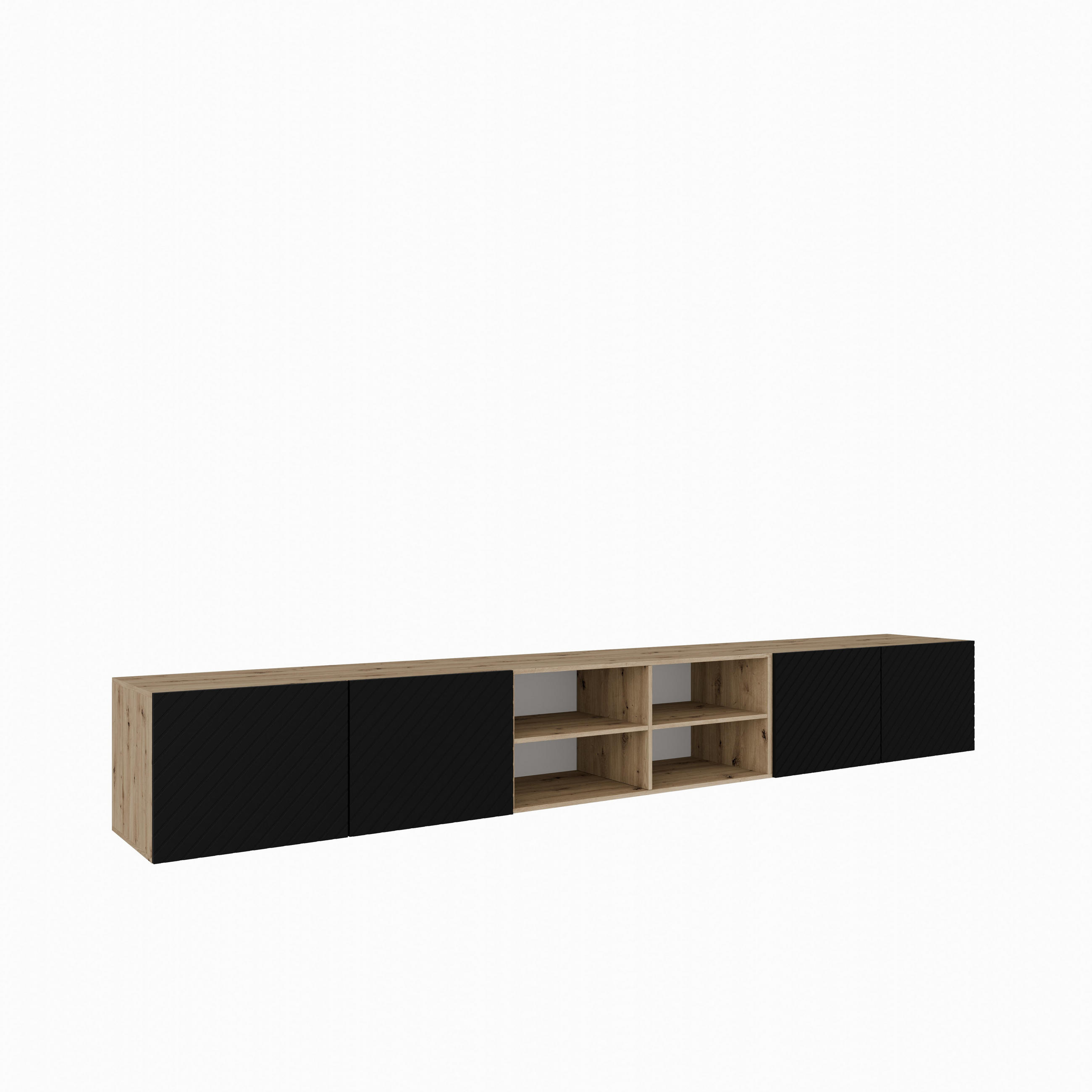 TV-SCHRANK Nicole IV 300 cm, viertürig, artisan, schwarz - Schwarz/Eiche Artisan, Kunststoff (300/41/40cm) - Margaret Hadas24