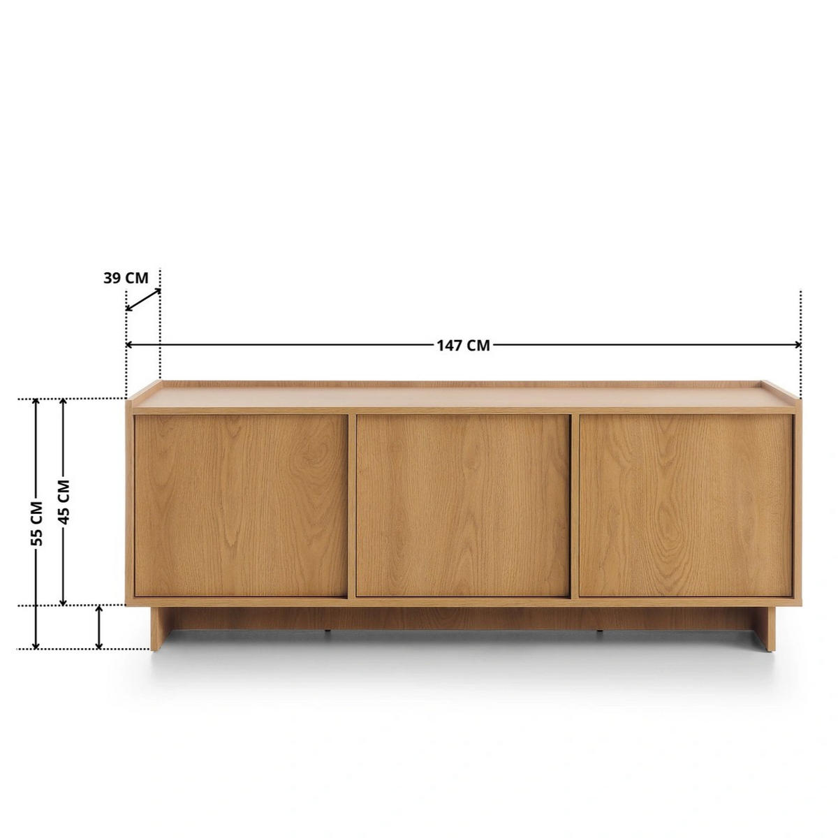 TV-LOWBOARD SUNA 147 cm (Karamell Eiche, Push to Open) - Eichefarben, Holz/Holzwerkstoff (147/55/39cm) - Ravio