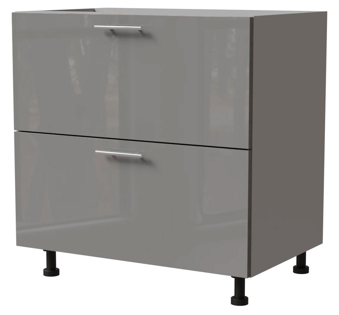 SCHUBLADENUNTERSCHRANK Essen D2A/80/1A X Hochglanz / Grau Matt 80 / 50 / 82cm - Grau, Holz/Holzwerkstoff (80/82/50cm) - Feldmann-Wohnen