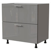 SCHUBALADENUNTERSCHRANK Essen D2A/90/1A Grau Hochglanz / Grau Matt 90 / 50 / 82cm - Grau, Holz/Holzwerkstoff (90/82/50cm) - Feldmann-Wohnen