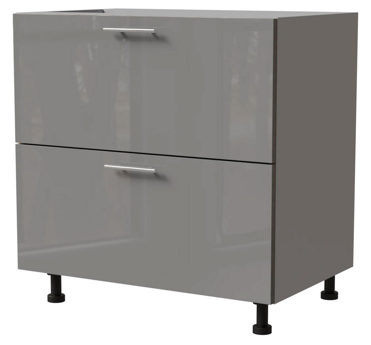 SCHUBALADENUNTERSCHRANK Essen D2A/90/1A Grau Hochglanz / Grau Matt 90 / 50 / 82cm - Grau, Holz/Holzwerkstoff (90/82/50cm) - Feldmann-Wohnen