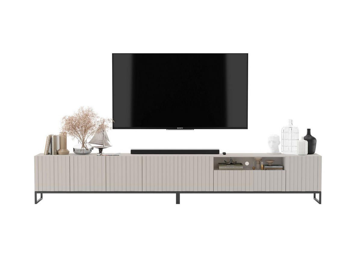 TV-LOWBOARD 2er-Set Elpis2 Kaschmir matt mit schwarzem Metallrahmen 150 cm - Kaschmir, Holzwerkstoff (300/51.5/36.5cm) - Meble Lindner