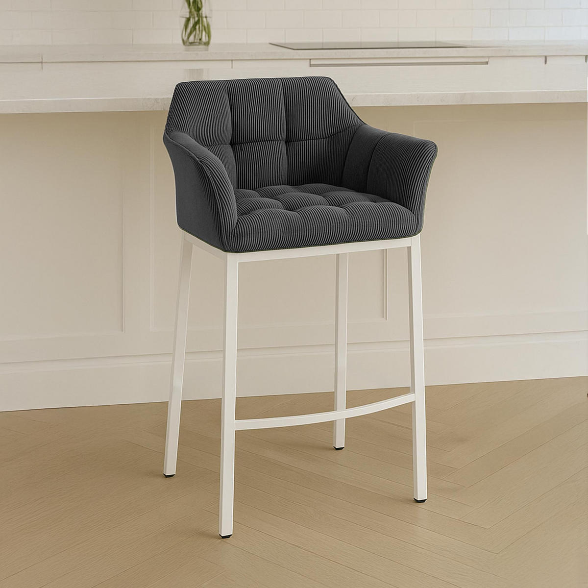 BARHOCKER Metall Dunkelgrau - Dunkelgrau/Weiß, Metall (64/110/48cm) - CLP