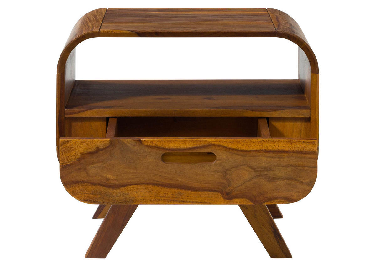 NACHTTISCH Sheesham 50x40x43 hellbraun lackiert MAILAND #142 - Braun, Holz (50/43/40cm) - Massivmoebel24