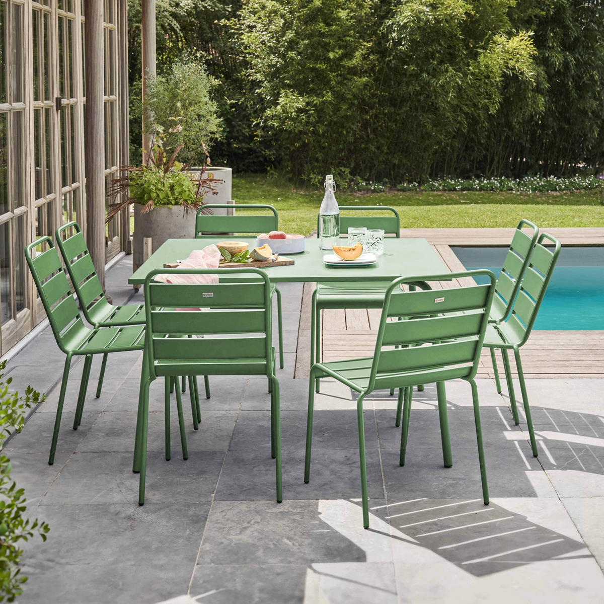 GARTENSET 9-tlg., Kaktusgrün - Grün, Metall - Oviala