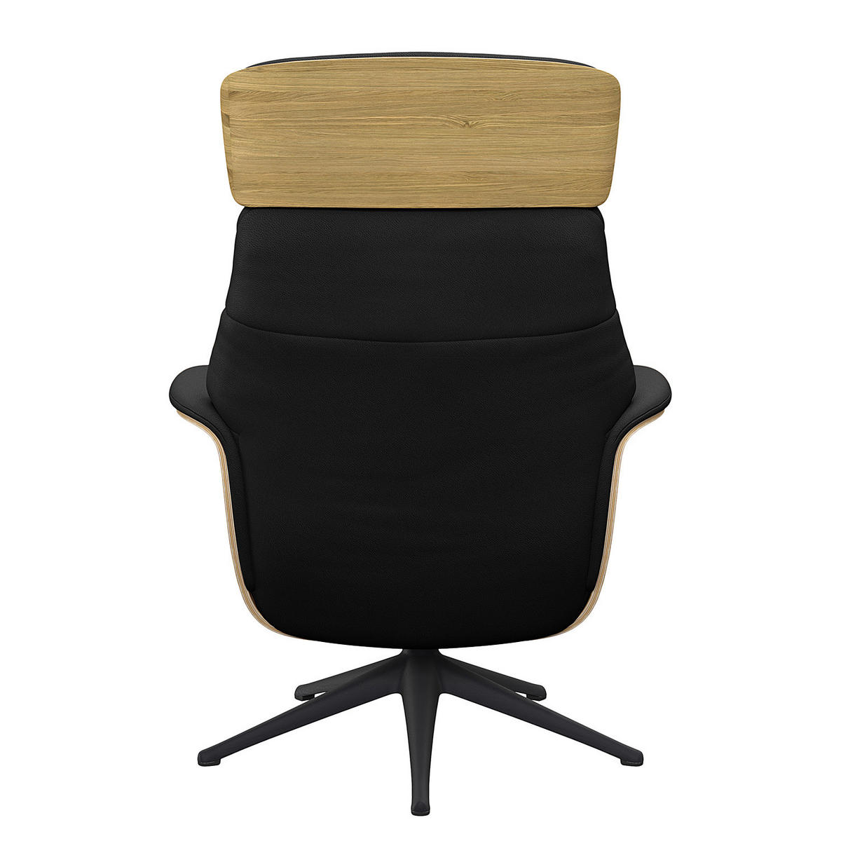 RELAXSESSEL - Echtleder - Schwarz, Leder/Metall (83/110/83cm) - home24