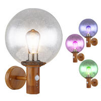 RGB LED AUSSEN-WANDLEUCHTE Holzoptik Braun OSSY - Braun, Glas (25/37/26.5cm) - Globo Lighting