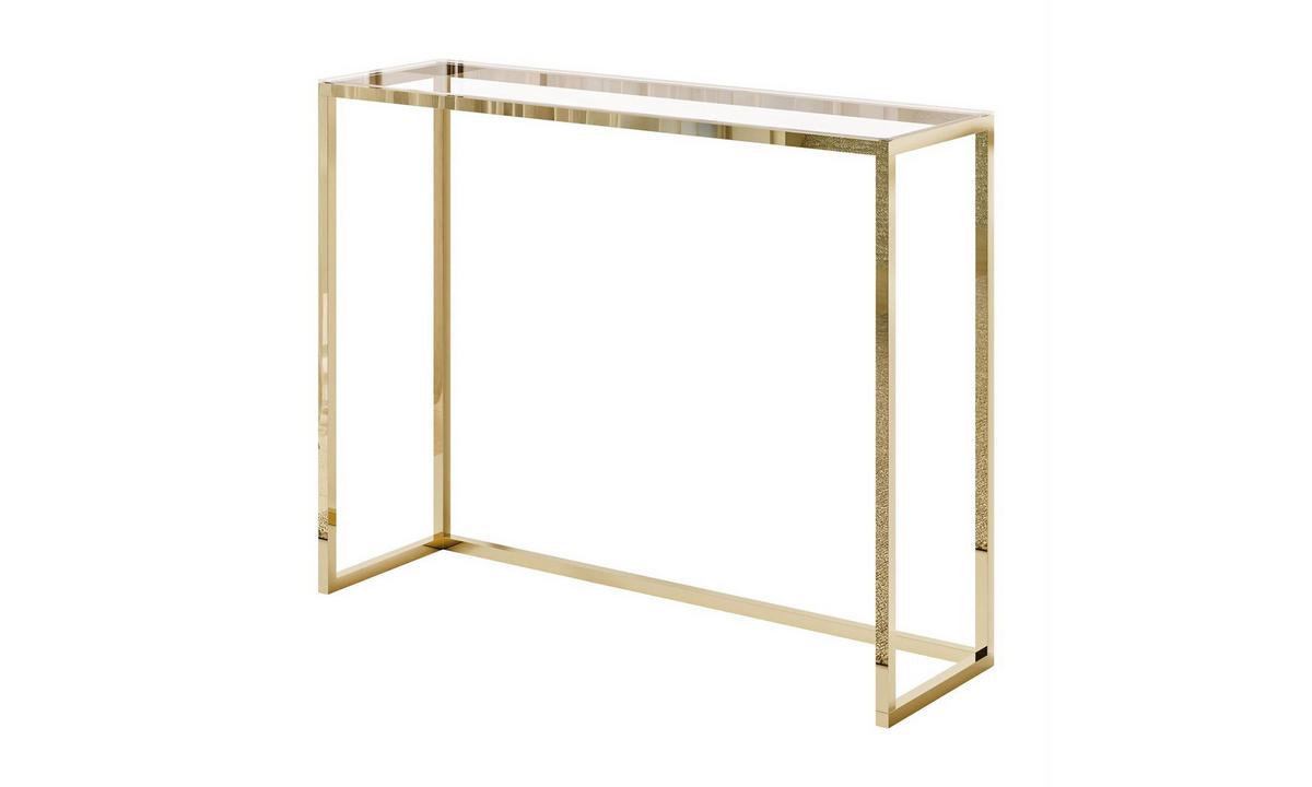 KONSOLE MODERN II GLASS 100/30/79 cm Goldchrom/Transparent - Transparent/Goldfarben, Glas/Metall (100/79/30cm) - Lookway